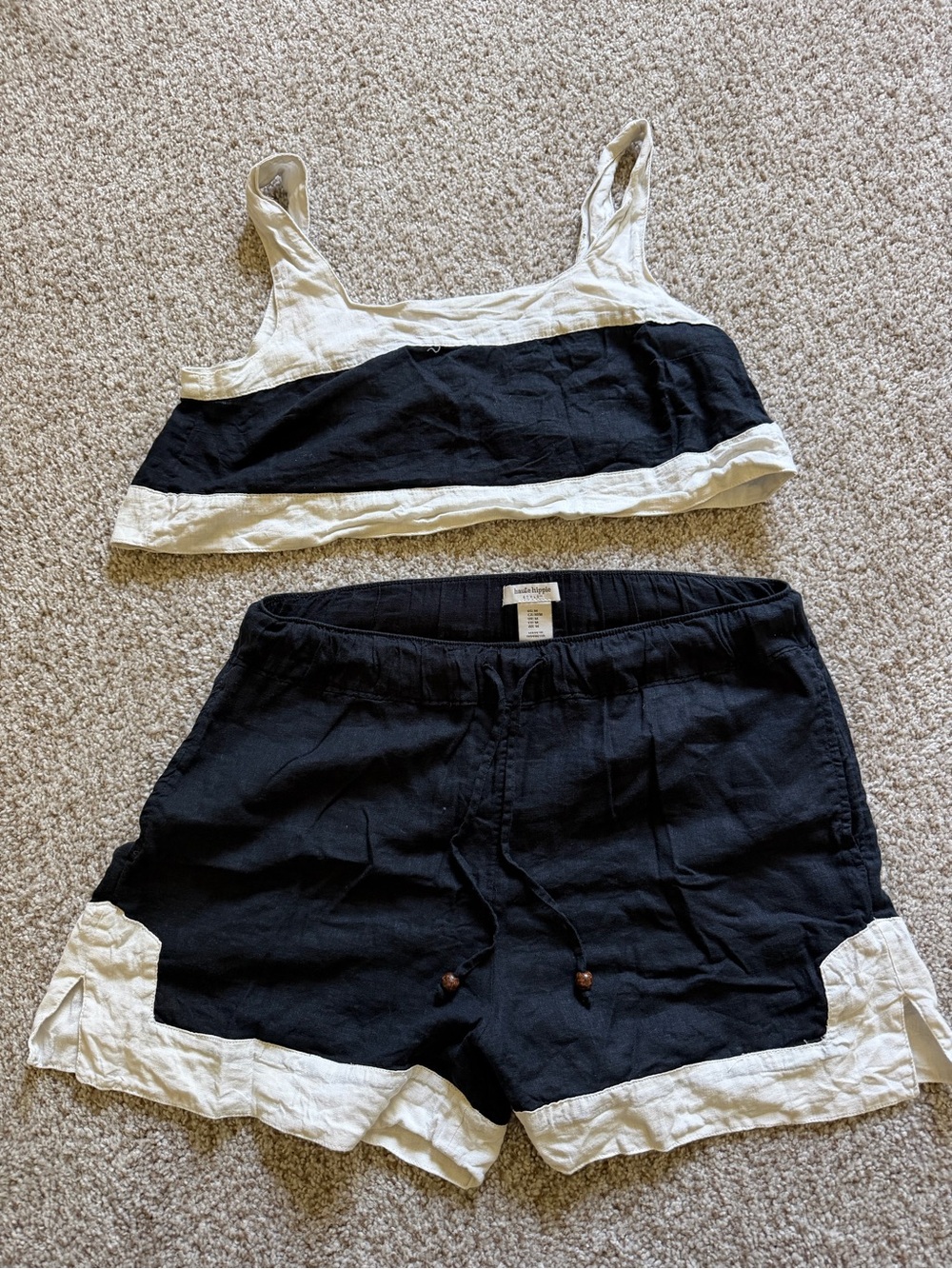 Haute Hippie Black and White Two-Piece Linen Set